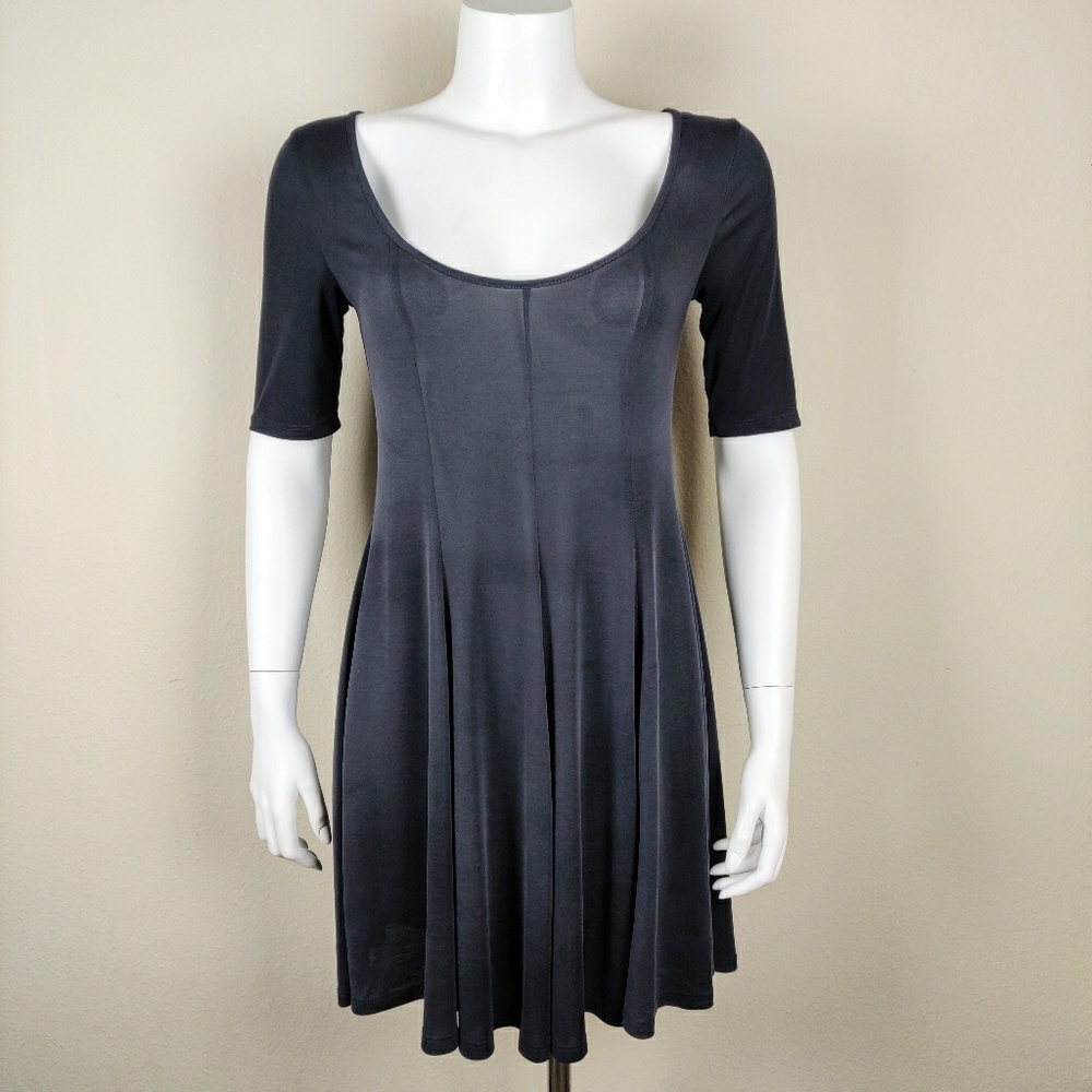 Silence + Noise Blue Scoop Neck Short Sleeve Dress